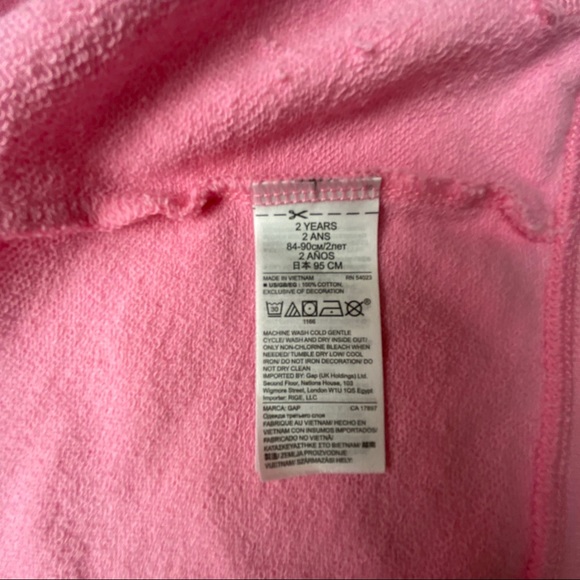 BabyGap Toddler Girls Pink Zip-up Logo Hoodie Size 2 - Picture 2 of 6